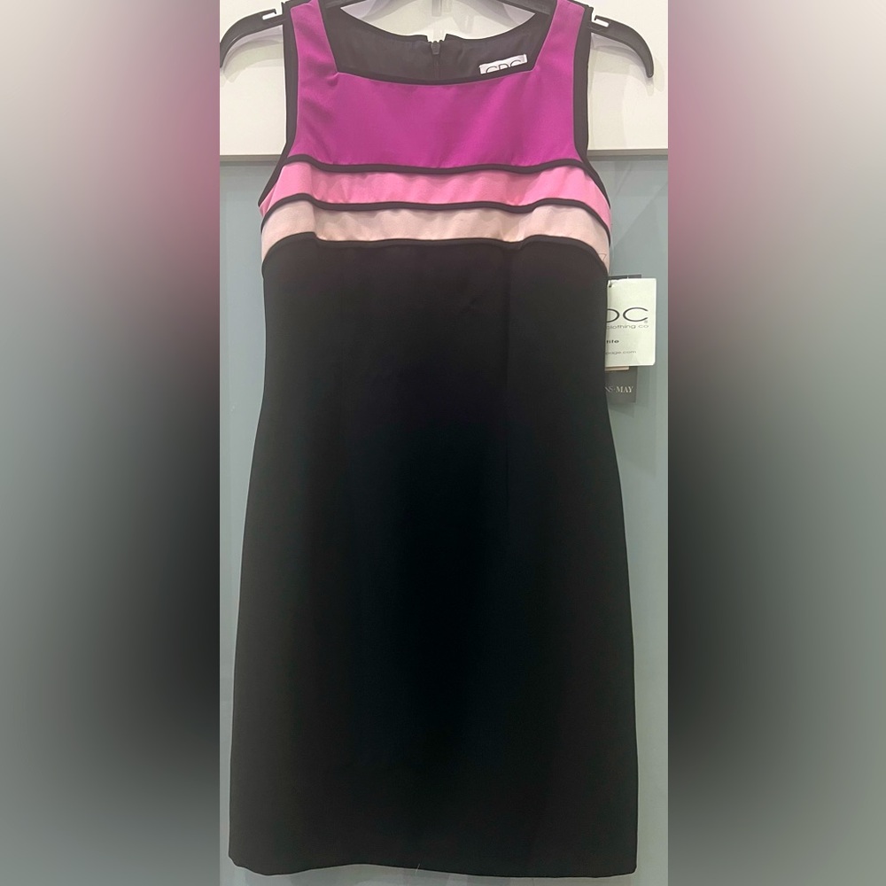 BRAND NEW CDC Petites Black and Pink Sheath Dress. Size 6